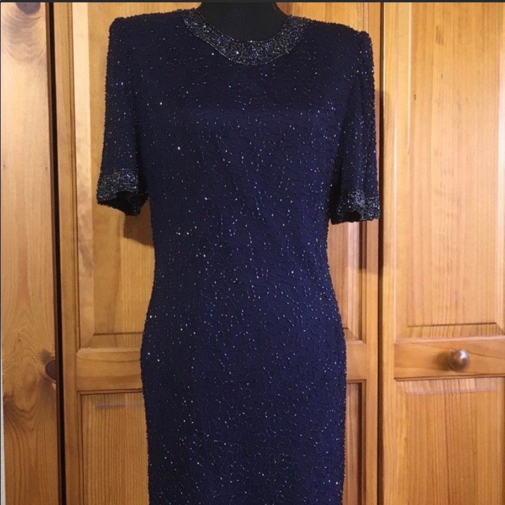 Vintage Laurence Kazar beaded cocktail dress.